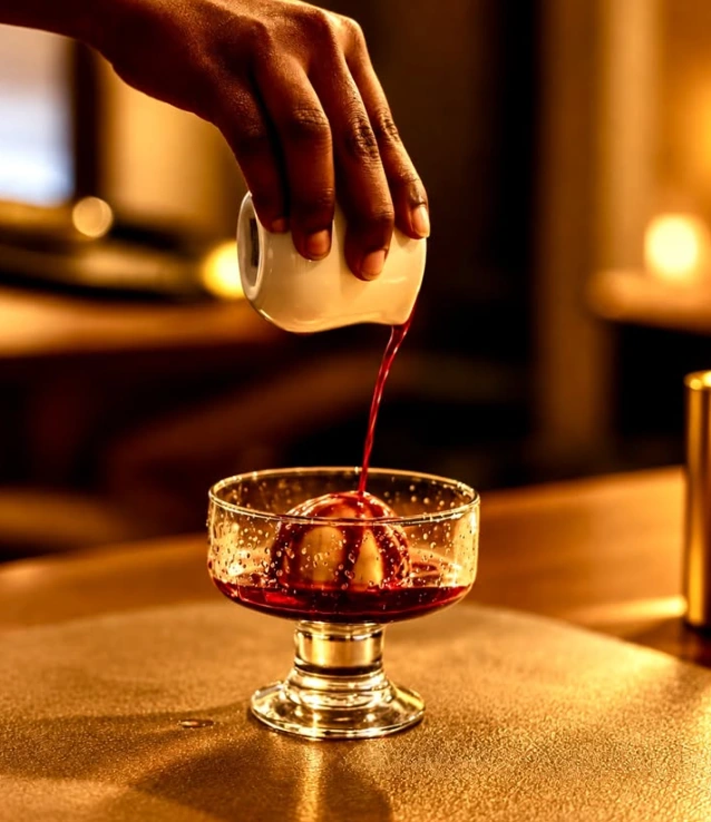 A cocktail being prepared at Le Petit Chalet