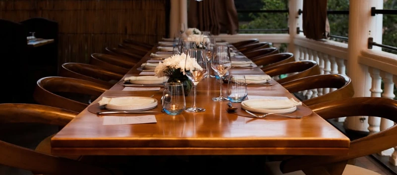 A table set for guests at Le Petit Chalet