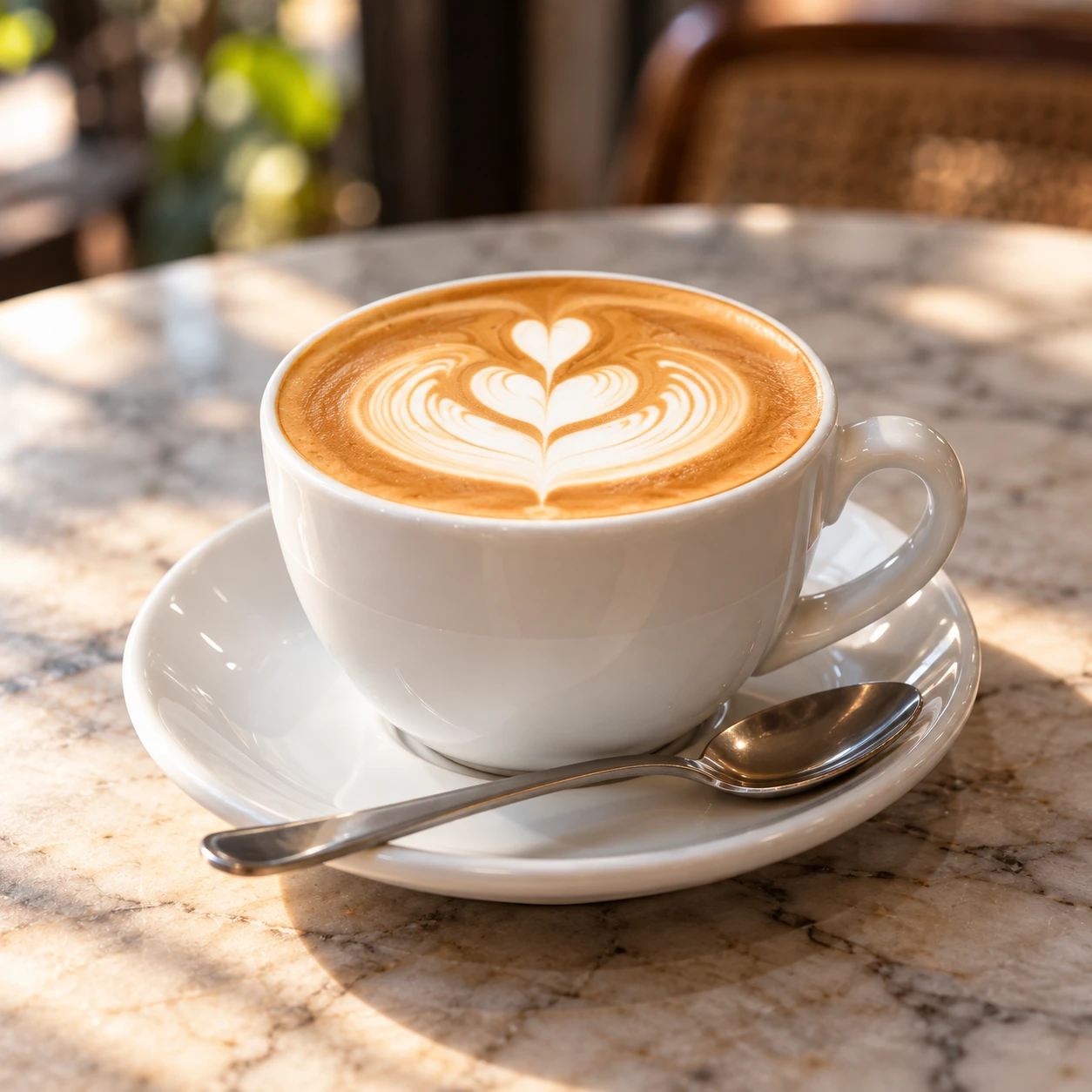 Illustrative cappuccino with latte art